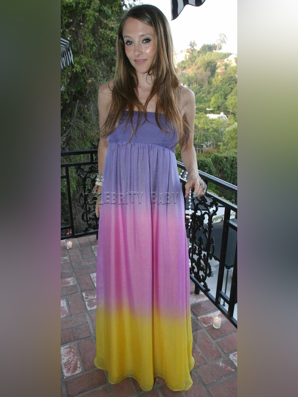 Alice + Olivia Ombre Strapless Maxi Dress in Purple, Pink, Yellow